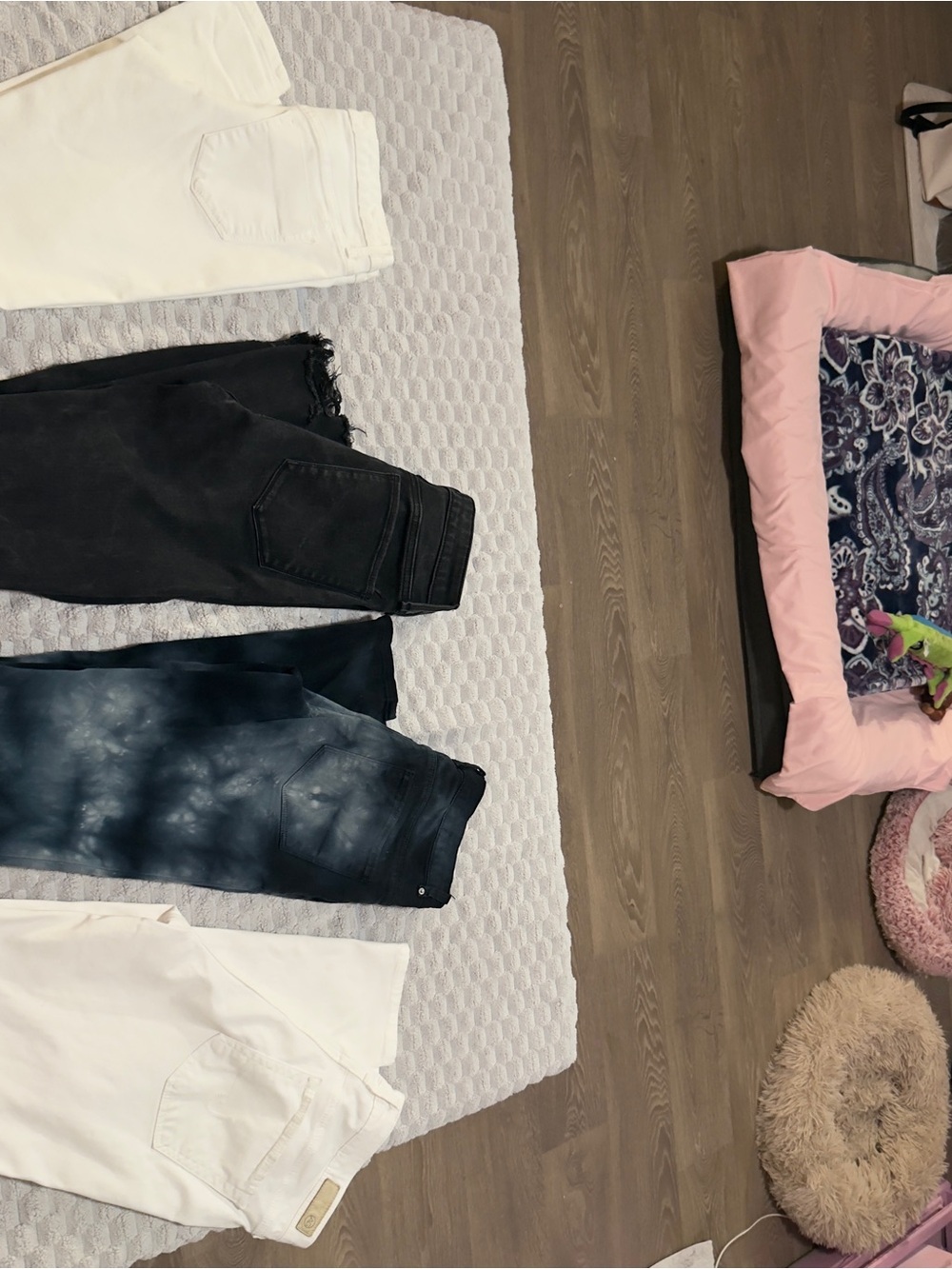 Mossimo Supply Co. Skinny Jeans Trio in White, Black and Tie-Dye Blue
